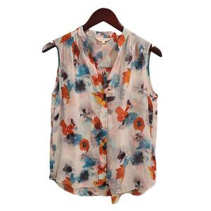 Rebecca Taylor Poppy Floral Top Blouse Sleeveless Size 2